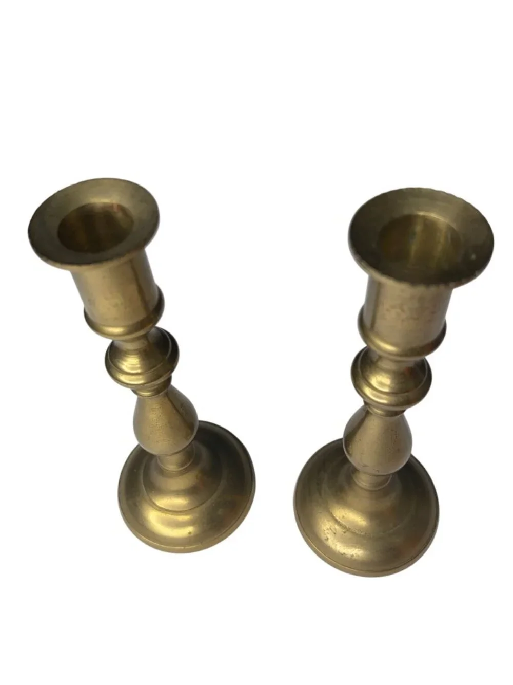 Vintage Solid Brass Candlestick Holders Pair Carnat International Taiwan Turned